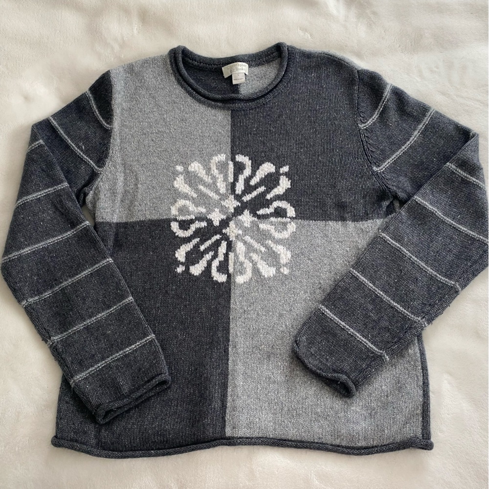 Gray Patterned Grandpa Sweater - image 1